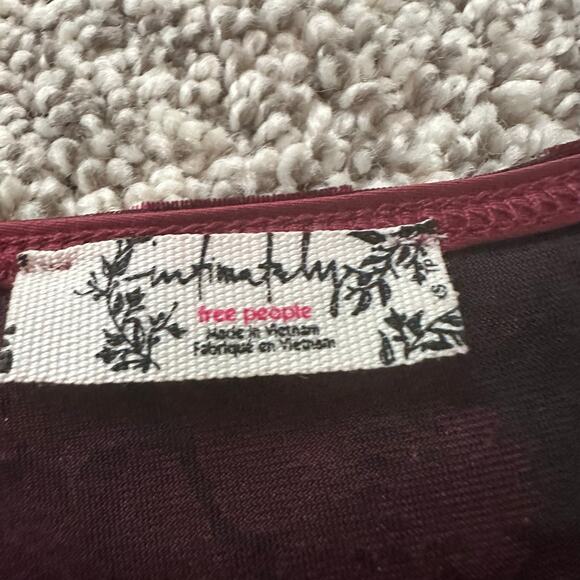 Free People Intimately black & red velvet mesh long sleeve bodysuit size XS - Picture 6 of 11